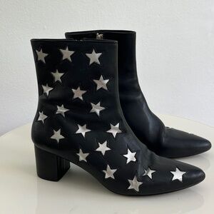 Archive Black Leather Star-Embellished Ankle Boots 7.5